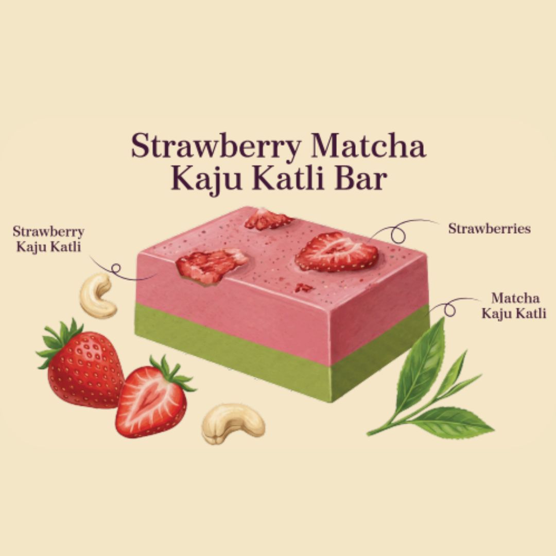 Strawberry Matcha Kaju Katli Bar