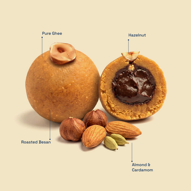 Besan Laddu with Hazelnut Truffle