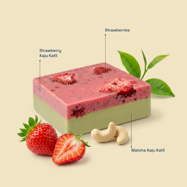 Strawberry Matcha Kaju Katli Bar